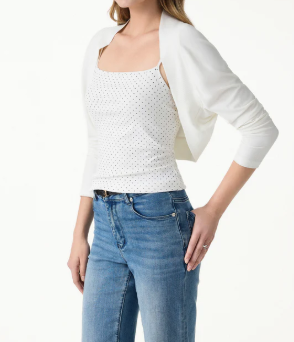 Atmungsaktiver Bambus Mischung Sommer Cropped Bolero Cardigan