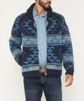 Herren Carson Southwestern Print Strickjacke mit durchgehendem Reißverschluss aus Wolle