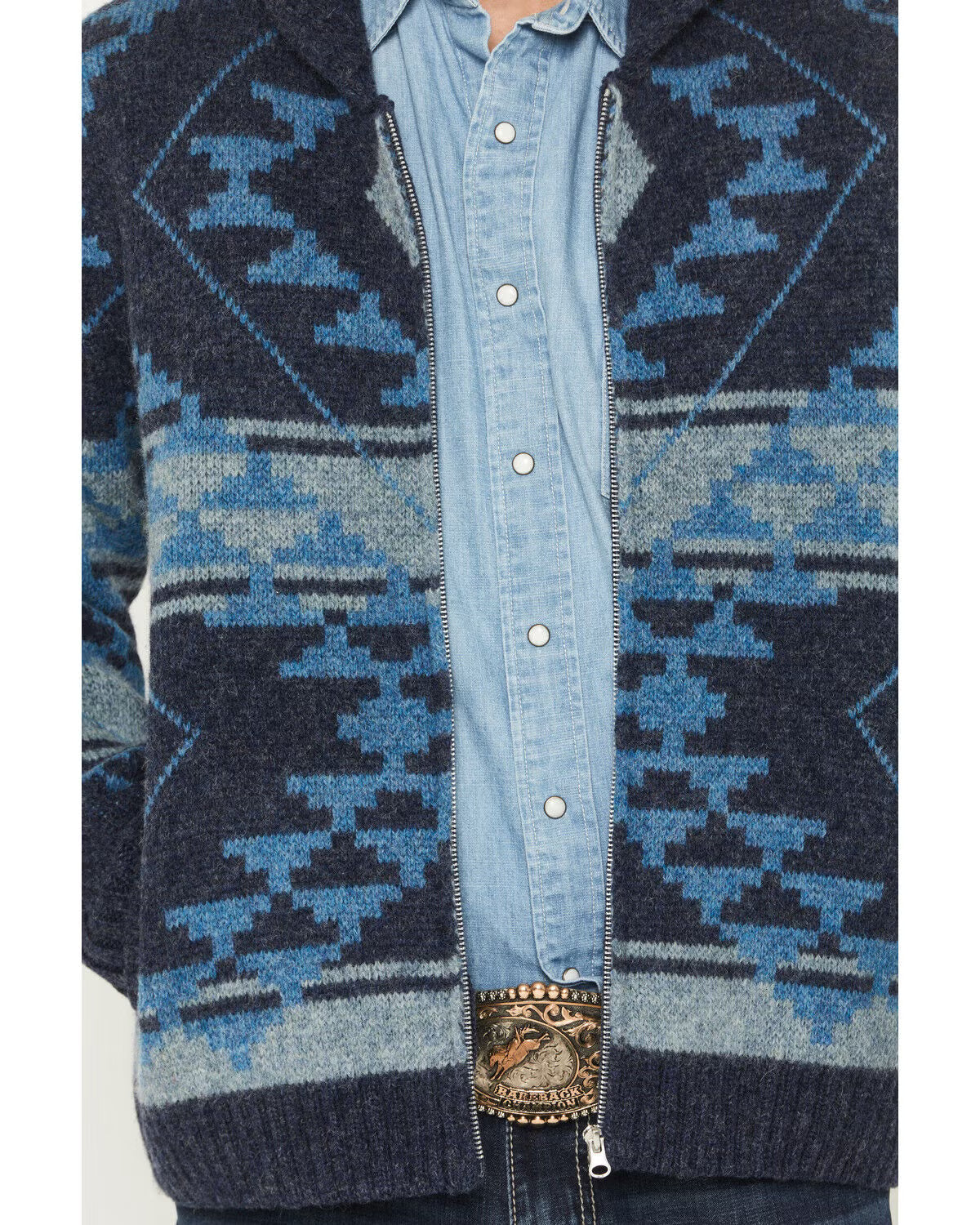 Herren Carson Southwestern Print Strickjacke mit durchgehendem Reißverschluss aus Wolle
