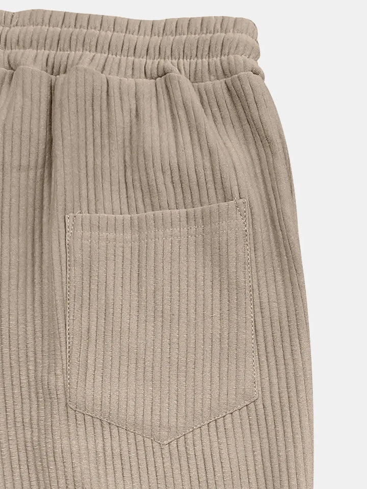 Bequeme Rippstrickhose mit Kordelzug